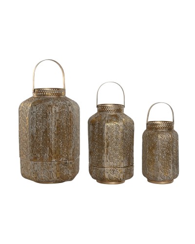 Set med ljusstakar Home ESPRIT Gyllene Metall 25 x 25 x 40 cm