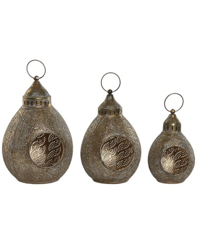 Tablettisetti Home ESPRIT Kullattu Metalli 23 x 23 x 34 cm