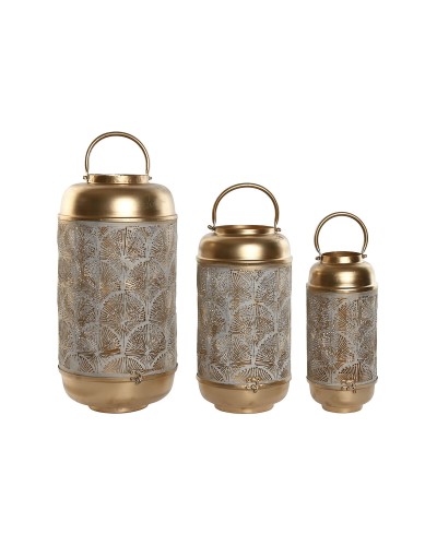 Set van placemats Home ESPRIT Wit Gouden Metaal 25 x 25 x 49 cm