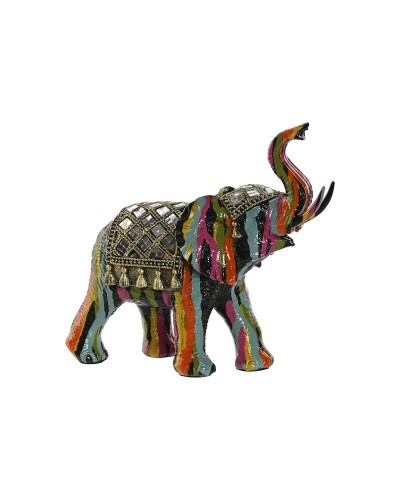 Prydnadsfigur Home ESPRIT Multicolour Harts Elefant 21,5 x 8,5 x 19,5 cm