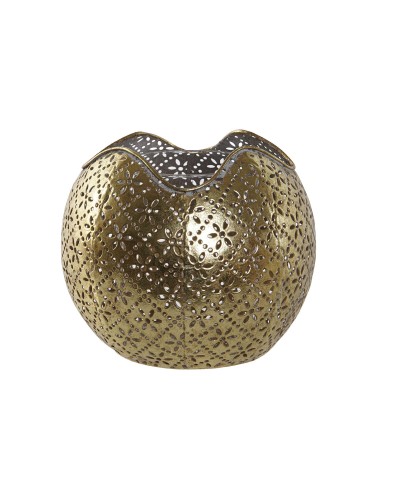 Porte-bougie ESPRIT en Cristal Doré pour Intérieurs Modernes, 13,5x13,5x11,5 cm
