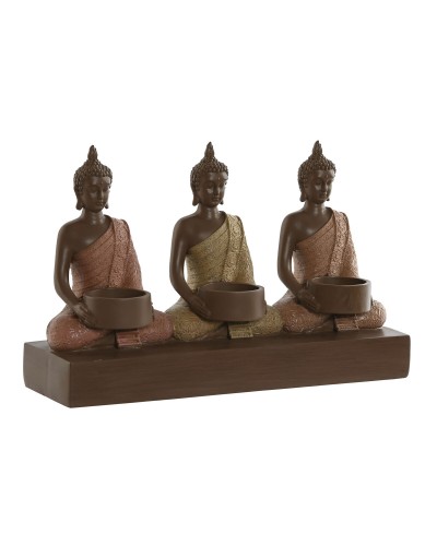 Kynttilänjalka Home ESPRIT Ruskea Oranssi Koralli Lime väri Hartsi 28 x 8,5 x 17 cm