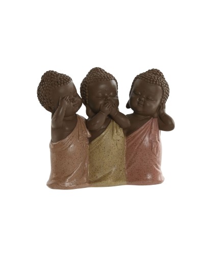 Koristehahmo Home ESPRIT Oranssi Koralli Lime väri Hartsi Buddha Itämainen 15,5 x 6 x 13 cm