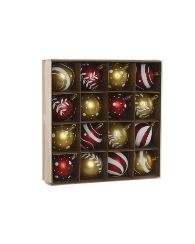 Esprit Weihnachtskugeln aus goldenem und rotem PVC, 16er-Pack (25 x 6 x 25 cm)
