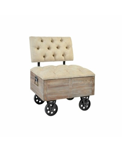 Banquette DKD Home Decor   Sapin Naturel Noir Beige Polyester (61 x 51 x 77 cm)