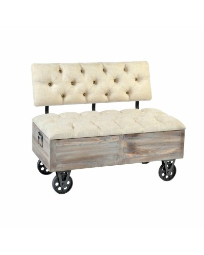 Banquette DKD Home Decor   Sapin Noir Beige Marron Polyester (100 x 51 x 77 cm)