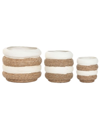 Cache-pot Home ESPRIT Bicolore Fibre Urbaine (3 Pièces)