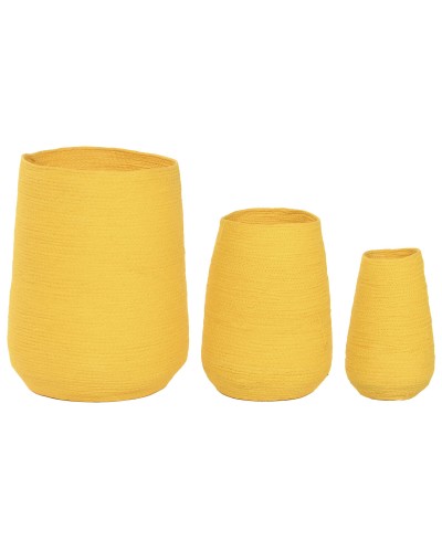 Kasvit Home ESPRIT Keltainen Kuitu Kaupunki 30 x 30 x 60 cm (3 Kappaletta)