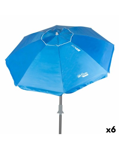 Aktive Blue Beach Umbrella 200x205x200cm Polyester and Aluminum, Sun and Rain Resistant
