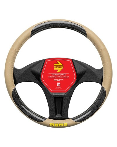 Momo Black/Beige Steering Wheel Cover Ø 38-39cm - Secure and Sporty Grip
