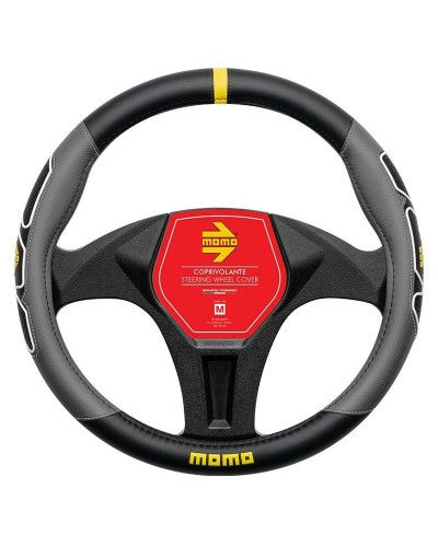 MOMO Steering Wheel Cover Fun Black/Grey Ø 38-39cm - Car Steering Wheel Protection
