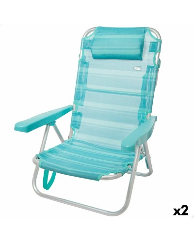 Silla de Playa Plegable Aktive Turquesa (48 x 84 x 46 cm) - Pack de 2
