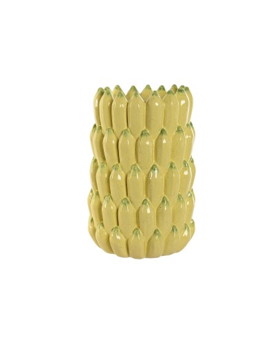 Maljakko Home ESPRIT Keltainen Keraminen Kivitavara Trooppinen 25 x 25 x 38 cm