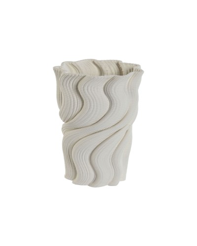 Vase ESPRIT en Grès Blanc Moderne pour Décorations Intérieures - 14 x 14 x 19 cm
