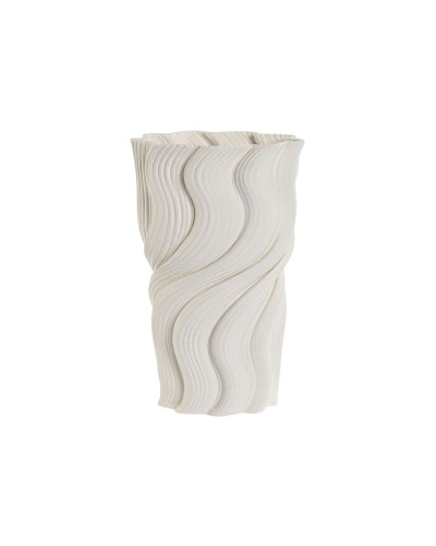 Vase ESPRIT 16x16x26cm en Grès Blanc Moderne pour Décoration Intérieure
