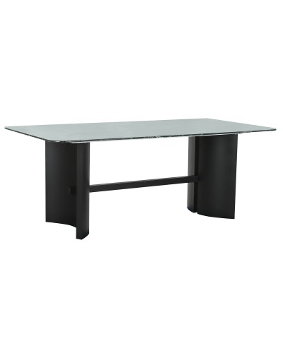 Mesa de Comedor ESPRIT, Negro y Verde, Metal y Vidrio Templado, 200 x 100 x 76 cm
