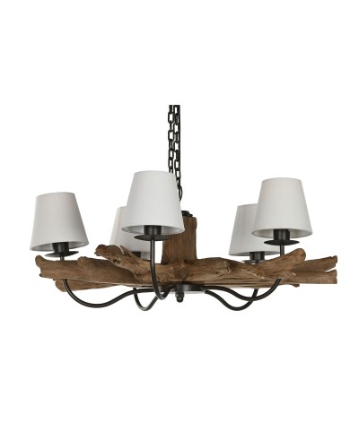 Taklampa Home ESPRIT Järn teakträ 90 x 90 x 35 cm