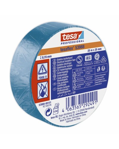TESA Isolierband Blau PVC, 25mm x 25m, für Elektrogeräte und Haushaltsanwendungen
