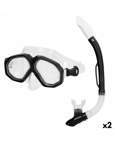 Snorkelbril en -buis voor Kinderen AquaSport Zwart Volwassenen (2 Stuks)