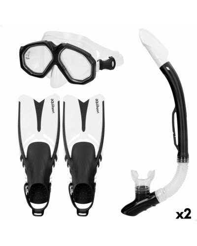 AquaSport Snorkeling Mask with Fins - Black, Adults (Pair) - Easy Diving
