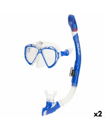 AquaSport Snorkeling Goggles and Snorkel Blue Adults - Set of 2 Units
