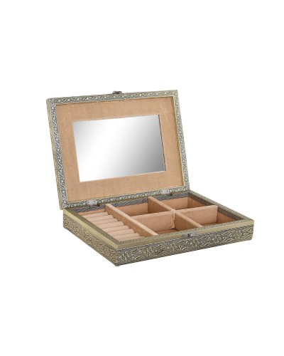 ESPRIT Elegant Jewelry Box, Champagne White, Wood and Aluminum, 27.5 x 20 x 5.4 cm
