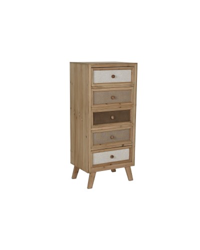 Commode ESPRIT, 48x35x105 cm, Commode à 6 Tiroirs pour Chambre à Coucher.
