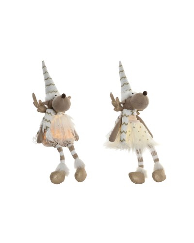 Kerstversiering Home ESPRIT Wit Rendier 14 X 13 X 55 CM (2 Stuks)