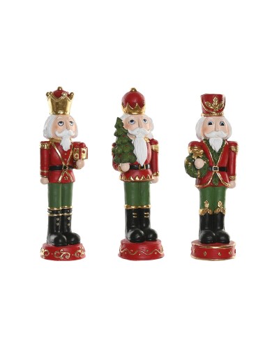 Christmas bauble Home ESPRIT Multicolour Nutcracker 14 x 13 x 48 cm (3 Units)