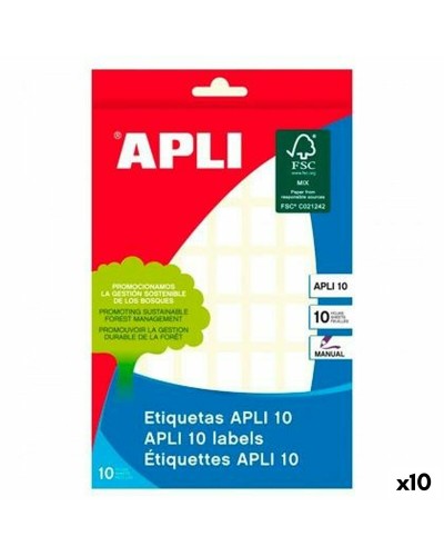 Klevende etiketten Apli Wit Papier 10 Lakens 12 x 18 mm (10 Stuks)