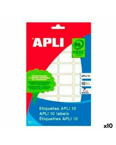 Klevende etiketten Apli Wit Papier 10 Lakens 25 x 40 mm (10 Stuks)