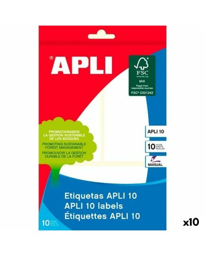 Étiquettes adhésives Apli Blanc Papier 10 Volets 53 x 100 mm (10 Unités)