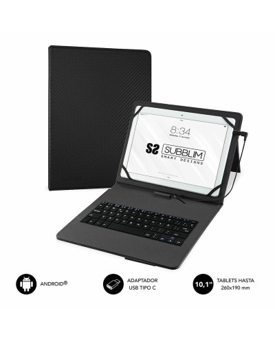 Tablet en toetsenbord Case Subblim SUB-KT1-USB001 Zwart Qwerty Spaans