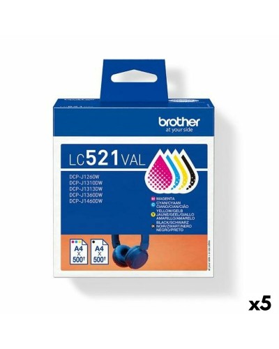 Cartuccia ad Inchiostro Originale Brother LC521VAL Giallo Azzurro Nero Magenta (5 Unità)