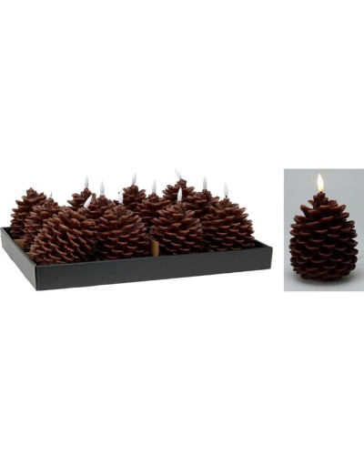 Kaars LED Lifetime Bruin Dennenappel 13 cm Vlameffect