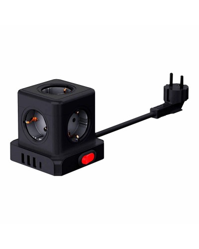 Stopcontactenstrip 5 Tomas met Interruptor Fbright Zwart 3680 W