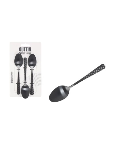 Set di cucchiai da dessert Quttin MOMA Nero 14,2 x 3,2 cm 3 Pezzi (12 Unità)