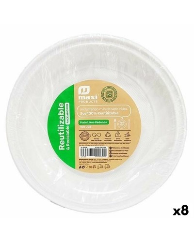 Set de platos reutilizables Maxi Products Blanco Plástico Ø 22 cm 100 Piezas (8 Unidades)