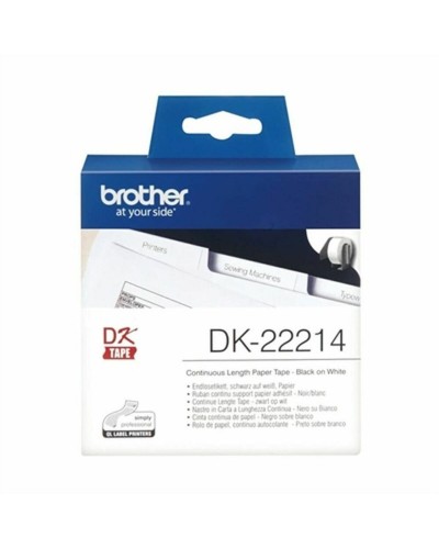 Bande continue de papier thermique Brother DK-22214 Blanc Noir