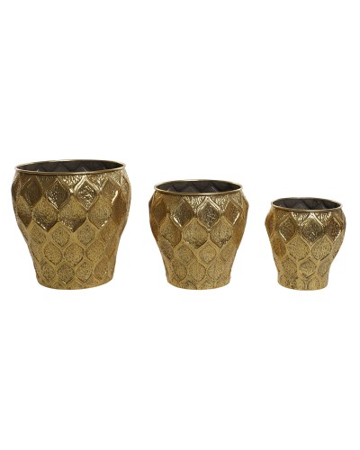 Set of Planters Home ESPRIT Golden Metal Modern 41 x 41 x 41,5 cm (3 Pieces)