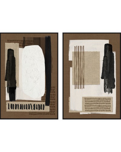 Kanvas Home ESPRIT Brun Svart Abstrakt Urban 63 x 4 x 93 cm (2 antal)