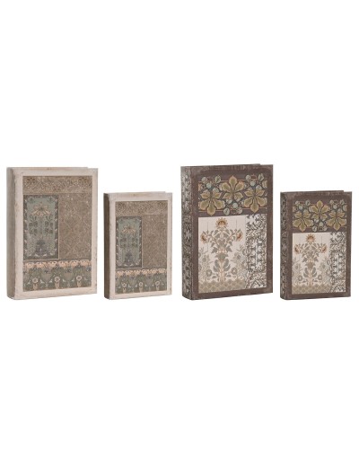 Dekorationslåda Home ESPRIT Beige Rödbrun Trä MDF (2 antal)