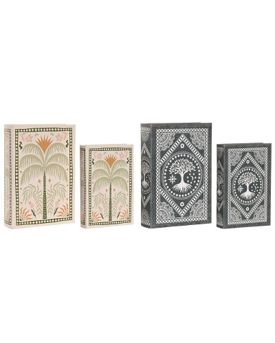 Scatola Decorativa Home ESPRIT Azzurro Verde Legno MDF (2 Unità)