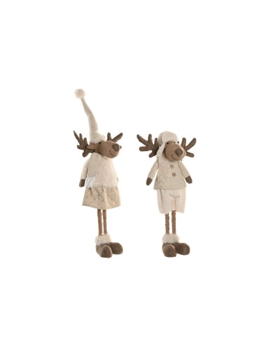 Kerstversiering Home ESPRIT Wit Beige 25 x 18 x 44 cm (2 Stuks)