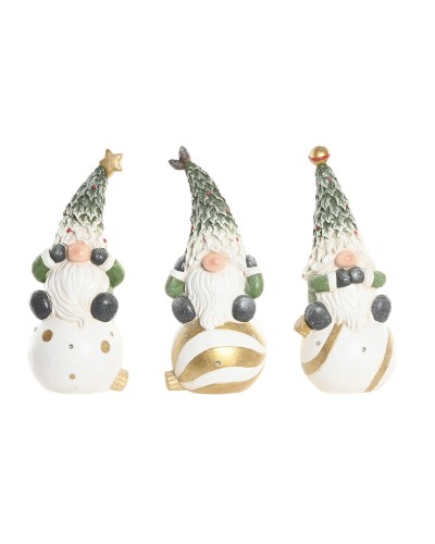 Kerstversiering Home ESPRIT Wit Groen Gouden Kabouter 23 X 21,5 X 55 CM (3 Stuks)