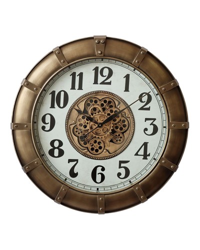 Orologio da Parete Home ESPRIT Dorato Cristallo Ferro Loft 80 x 9,5 x 80 cm