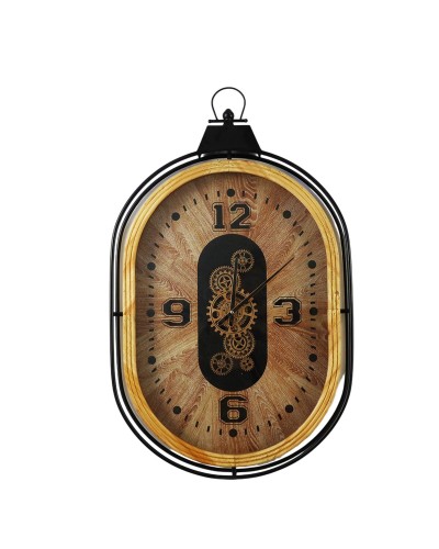 Wall Clock Home ESPRIT Black Natural Crystal Iron Loft 56 X 8 X 92 CM