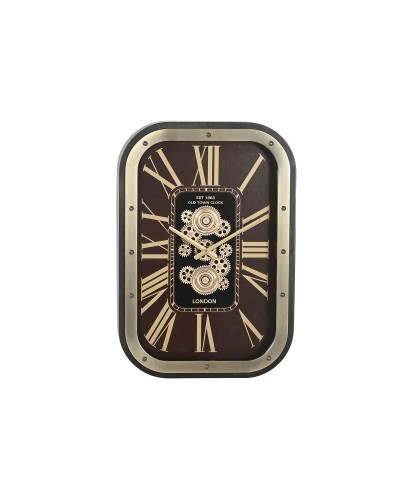 Orologio da Parete Home ESPRIT Dorato Rosso Granato Cristallo Ferro Glam 43 X 8,5 X 63 CM