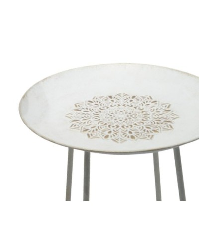 Side table Home ESPRIT White Golden 48 x 48 x 66 cm