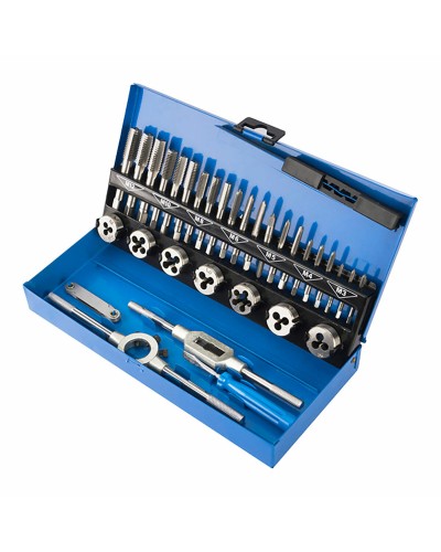 Setti ruuvileikkuritappeja ja kierteitä Workpro M3 x 0,5, M4 x 0,7, M5 x 0,8, M6 x 1,00, M7 x 1, M8 x 1,25, M10 x 1,5, M12 x 1